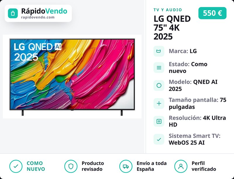 LG QNED 75" 4K 2025 - TV 75QNED80A6A
