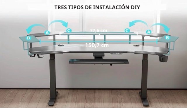 Mesa Gaming LED Eureka 182x76 cm