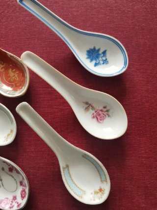 Set di 6 cucchiaini di ceramica decorati cinesi