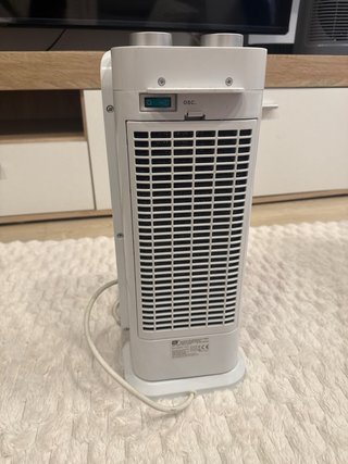Calefactor Cerámico Torre Gris y Blanco marca Ok.