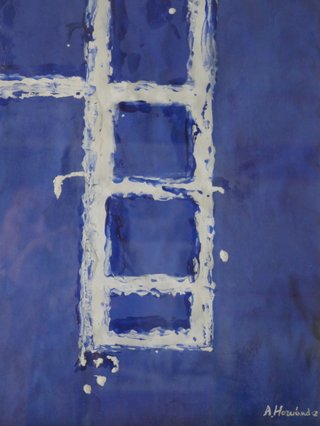 Acrílico Abstracto Azul Grande Firmado Hernández