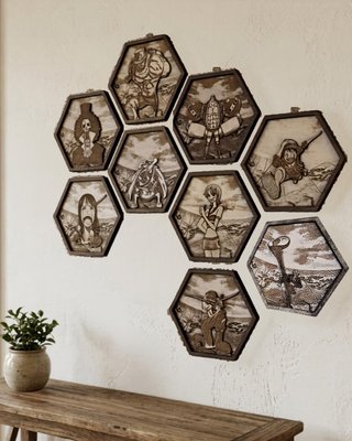 Cuadro Mugiwaras Grabado Láser Hexagonal