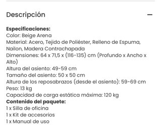 Silla ergonómica de escritorio beige