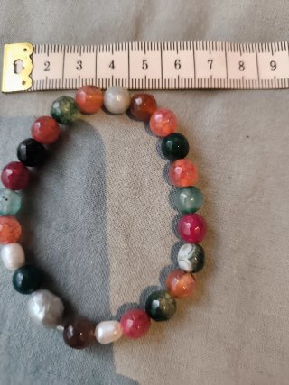 Pulsera artesanal turmalina y perlas cultivadas