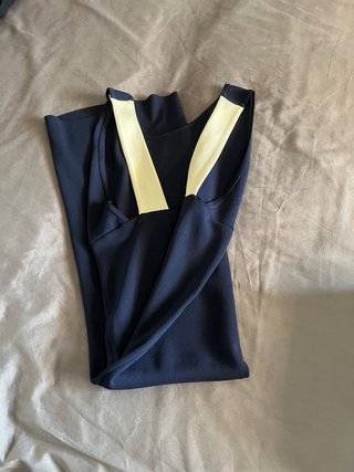 Vestido azul elástico cómodo señora