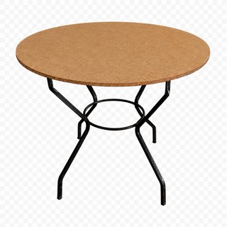 Mesa camilla redonda madera y metal.