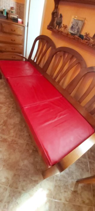 Sofá 3 plazas polipiel rojo