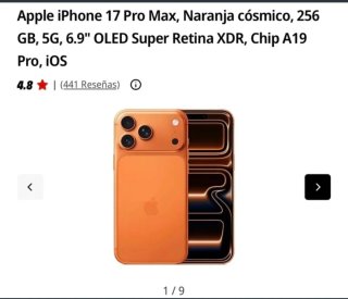 iPhone 17 Pro Max 256GB Naranja Cósmico