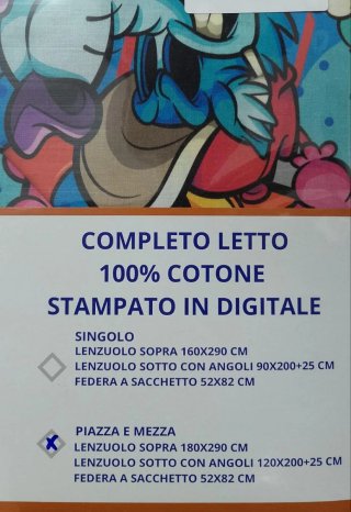 Completo Lenzuola 1 Piazza e Mezza Fantasia