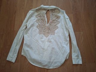 Blusa Benetton Blanca Encaje