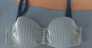 Bikini Bandeau Calzedonia Rayas Blanco y Negro