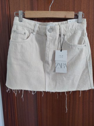 Minifalda Zara Beige Talla S