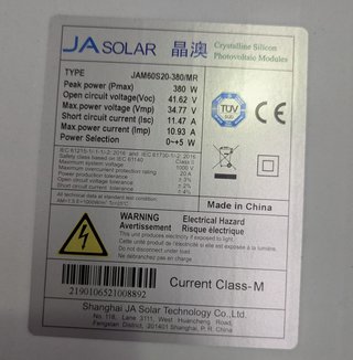 Panel Solar JA SOLAR 380W