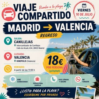️ Rumbo a Valencia | Viaje compartido | 18 €