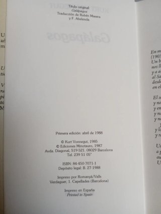 Galápagos(1 Edición 1988)