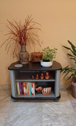 Mueble Auxiliar Retro con Ruedas / TV y Expositor