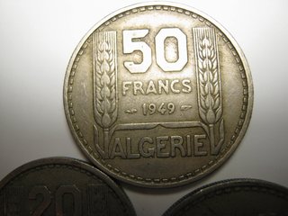 Lote 3 Monedas Argelia Francesa 20, 50, 100 Franco