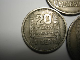 Lote 3 Monedas Argelia Francesa 20, 50, 100 Franco