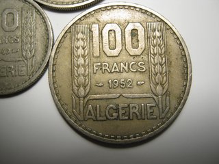 Lote 3 Monedas Argelia Francesa 20, 50, 100 Franco