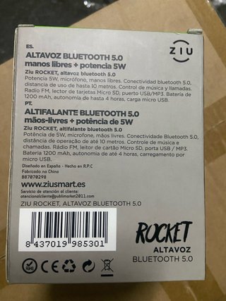 Altavoz Bluetooth Ziu Rocket Compacto