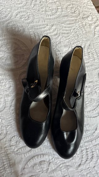 Zapatos Sevillanas Flamenco Tacón Hebilla Negro