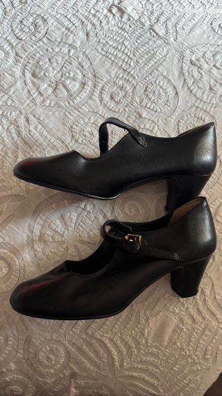 Zapatos Sevillanas Flamenco Tacón Hebilla Negro