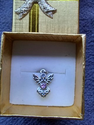 Colgante Ángel Plata Ley 925 Corazón Rosa