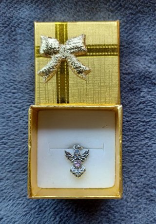 Colgante Ángel Plata Ley 925 Corazón Rosa