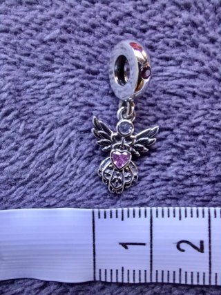 Colgante Ángel Plata Ley 925 Corazón Rosa