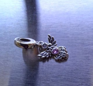 Colgante Ángel Plata Ley 925 Corazón Rosa