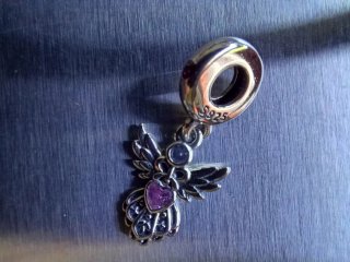 Colgante Ángel Plata Ley 925 Corazón Rosa
