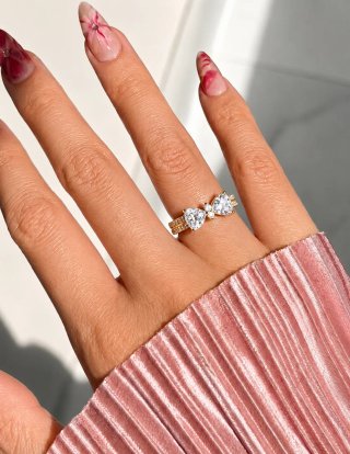 Anillo Plata Chapado Doble Banda Lazo Dorado