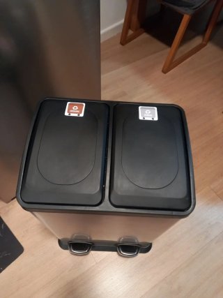 Cubo basura doble metal y plástico