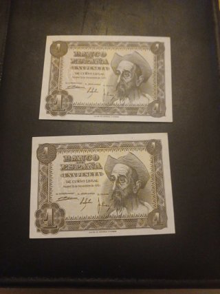 1 peseta 1951 2 billetes correlativos SC