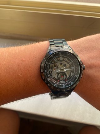 Reloj Mecánico Winner Automático Esqueleto Negro