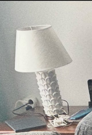 Lámpara de mesa cerámica y tela