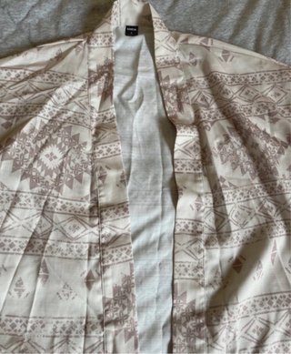 Conjunto Kimono y Shorts Estampado Beige Talla S/M