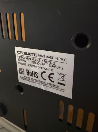 Máquina eléctrica de hacer palomitas Create