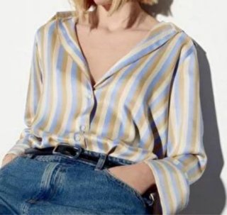 Camisa de seda a rayas lencero