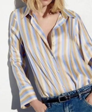 Camisa de seda a rayas lencero