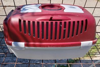 Trasportino cane/gatto rosso e bianco