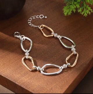 Pulsera eslabones dorados y plateados