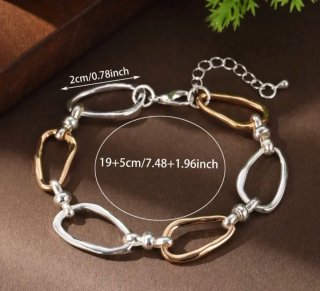 Pulsera eslabones dorados y plateados
