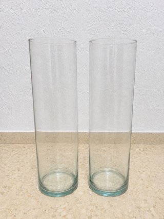 2 Jarrones Cilindro Cristal Transparentes