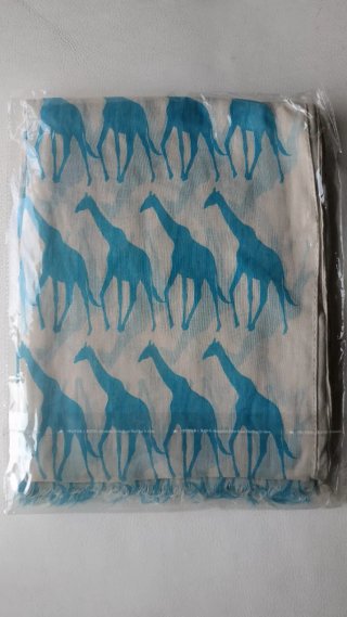Pañuelo Pashmina Jirafas Azul Blanco