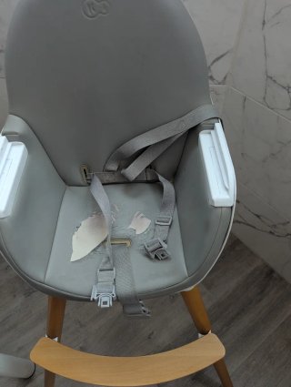 Trona bebé gris y madera