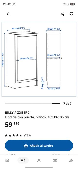 Librería Billy Oxberg Blanca Ikea