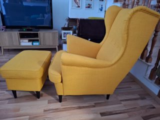 Set IKEA STRANDMON amarillo - Sillón + Reposapiés