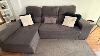 Sofá chaise longue gris 3 plazas