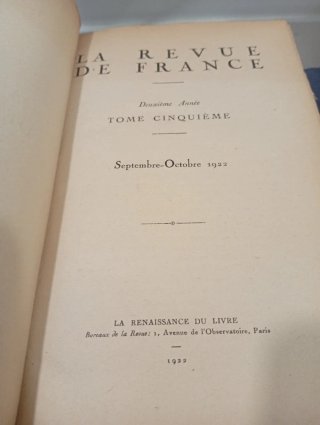 8 tomos La Revue de France  (en francés)